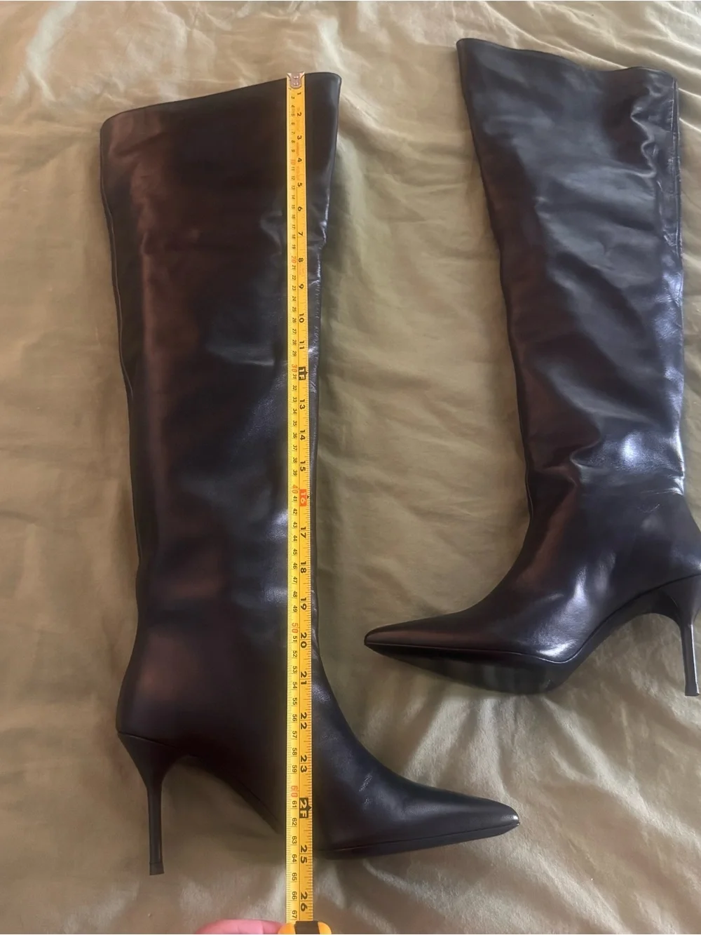 New STAUD Sebastian Black Leather Over The Knee Boots $895 Size EU 39 US 9